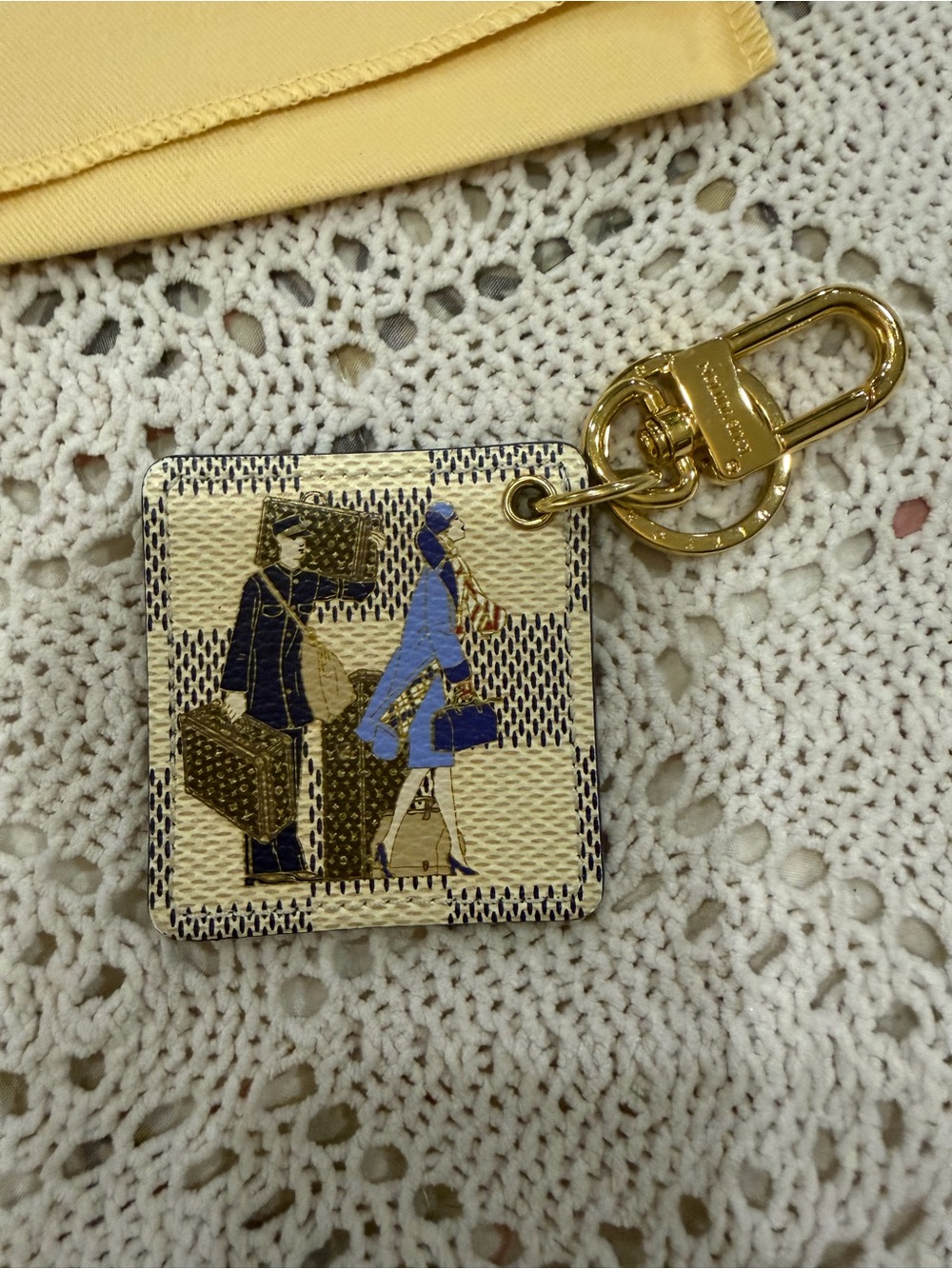 Louis Vuitton Damier Azur Trunks and Locks Groom Blue Key Holder Bag Charm